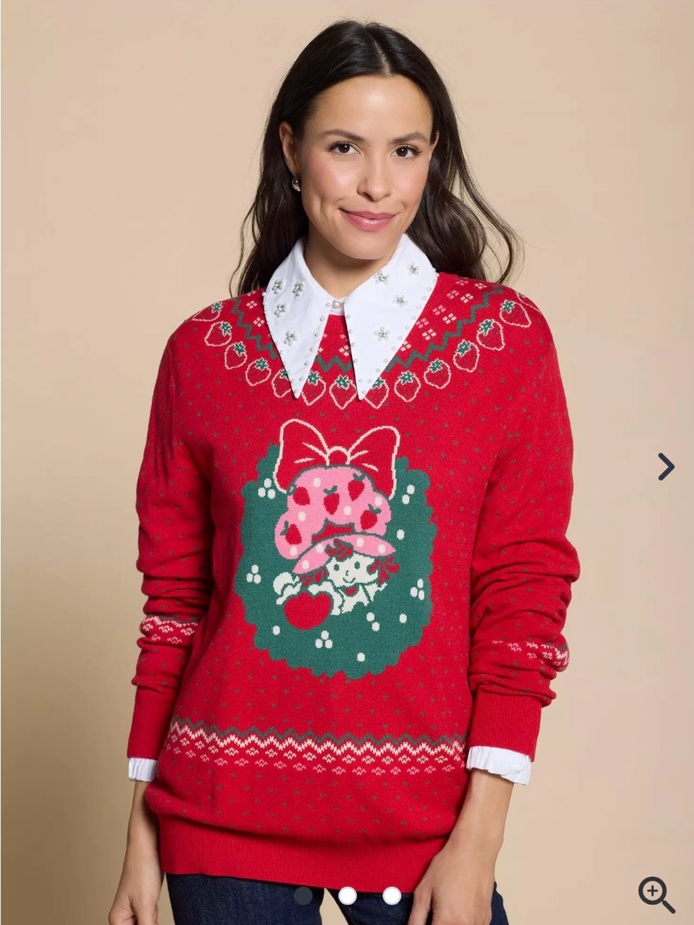 Women’s Red Festive Graphic Crewneck Sweater